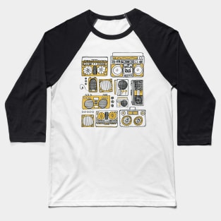 Boomboxes (Black and Yellow Ink) Baseball T-Shirt